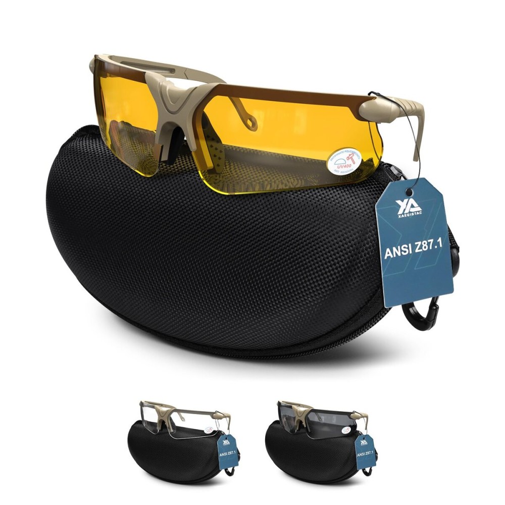 xaegistac Shooting Glasses with Case Anti Fog Hunting Safety Glasses for Adults