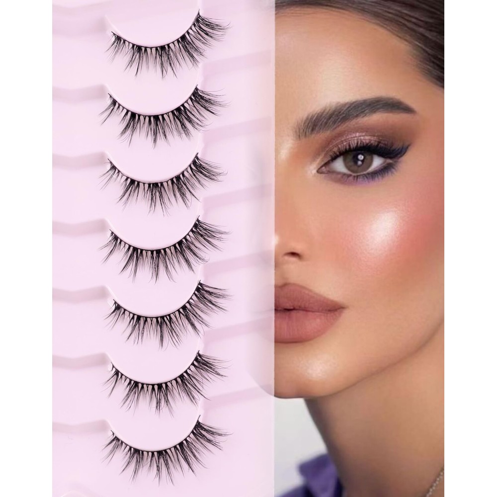 Onlyall Cat Eye Lashes Natural Lashes False Eyelashes Fox Eye Lashes False Lashes 7 Pairs D5