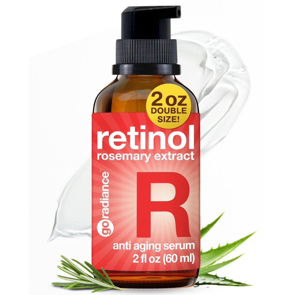Go Radiance 2X BIGGER 2oz, 1% Retinol Serum for Face, Dark Spot Remover, Anti Aging Serum, Retinol Cream, Aloe Vera, Rosemary, Calendula Extract, Made in USA