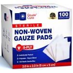 Non-Woven Sterile Gauze Pads 2x2 Pack of 100| 8 ply Gauze Sponges| Individually Packed 2x2 Gauze Pads sterile| Soft and lint-Free Medical Gauze Pads for Enhanced Absorption and First-Aid Wound Care