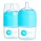 PopYum 5 oz Blue Anti-Colic Formula Making/Mixing/Dispenser Baby Bottles, 2-Pack with 1 Slow Flow Nipples, 150 ml, BPA-Free, Natural Latch
