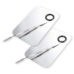 ALIOBC Makeup Mixing Palette, Upgrad Stainless Steel Metal Foundation Palette with Spatula Artist Tool for Mixing Foundation Nail-Art, Size 4.5x2.9 in2 Pcs