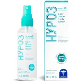 Munchkin HYP03 Diaper Rash Hypochlorous Acid Spray for Face and Body, FSA Eligible, Removes Rash-Causing Germs, Helps Promote Healing, Gentle for Sensitive & Eczema-Prone Skin, 3.4 Ounce