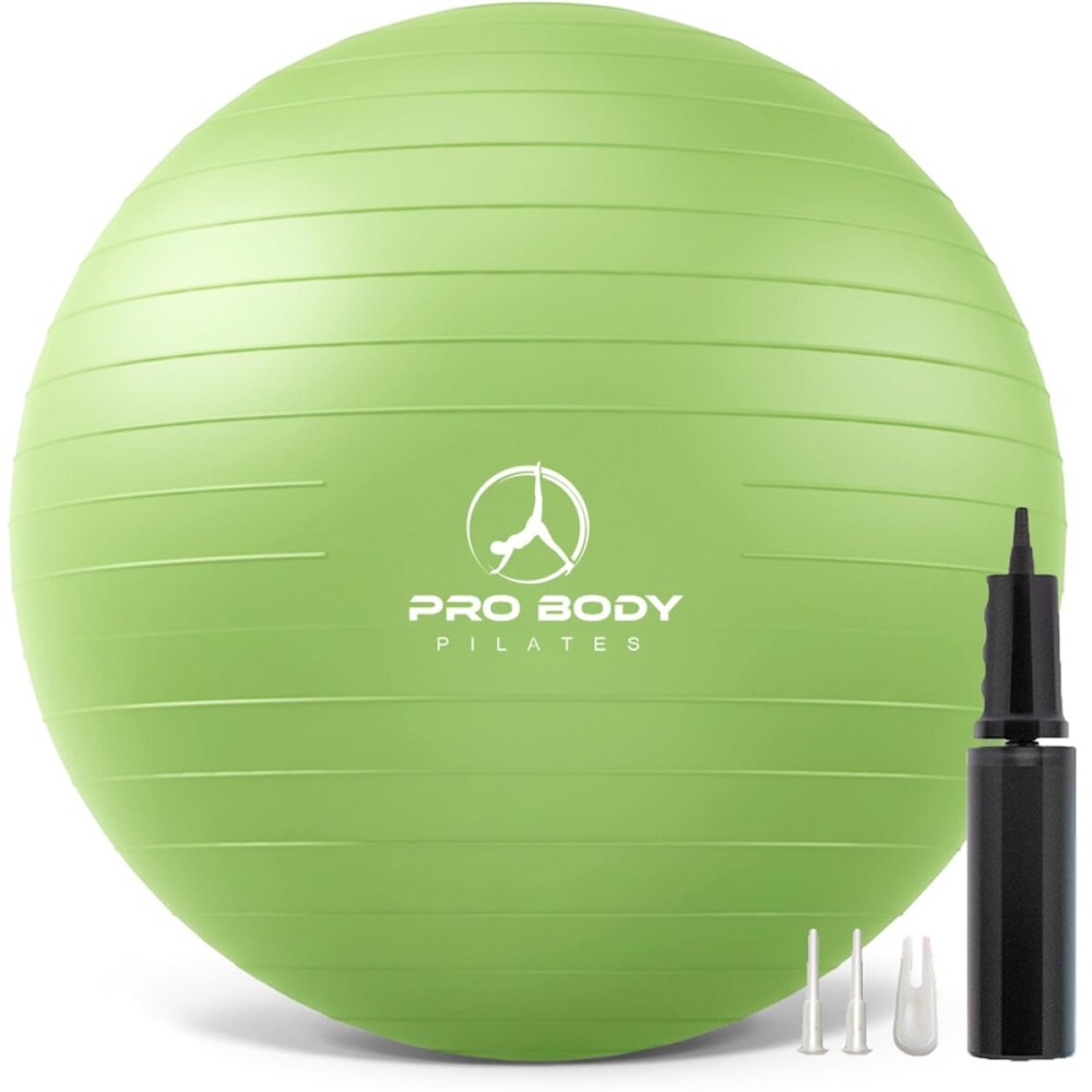 ProBody Pilates Yoga Ball - Fresh Colors Exercise Ball for Stability, Pregnancy, Workout, Physical Therapy & Birthing, Balance Ball Chair (Lime, 65 cm)
