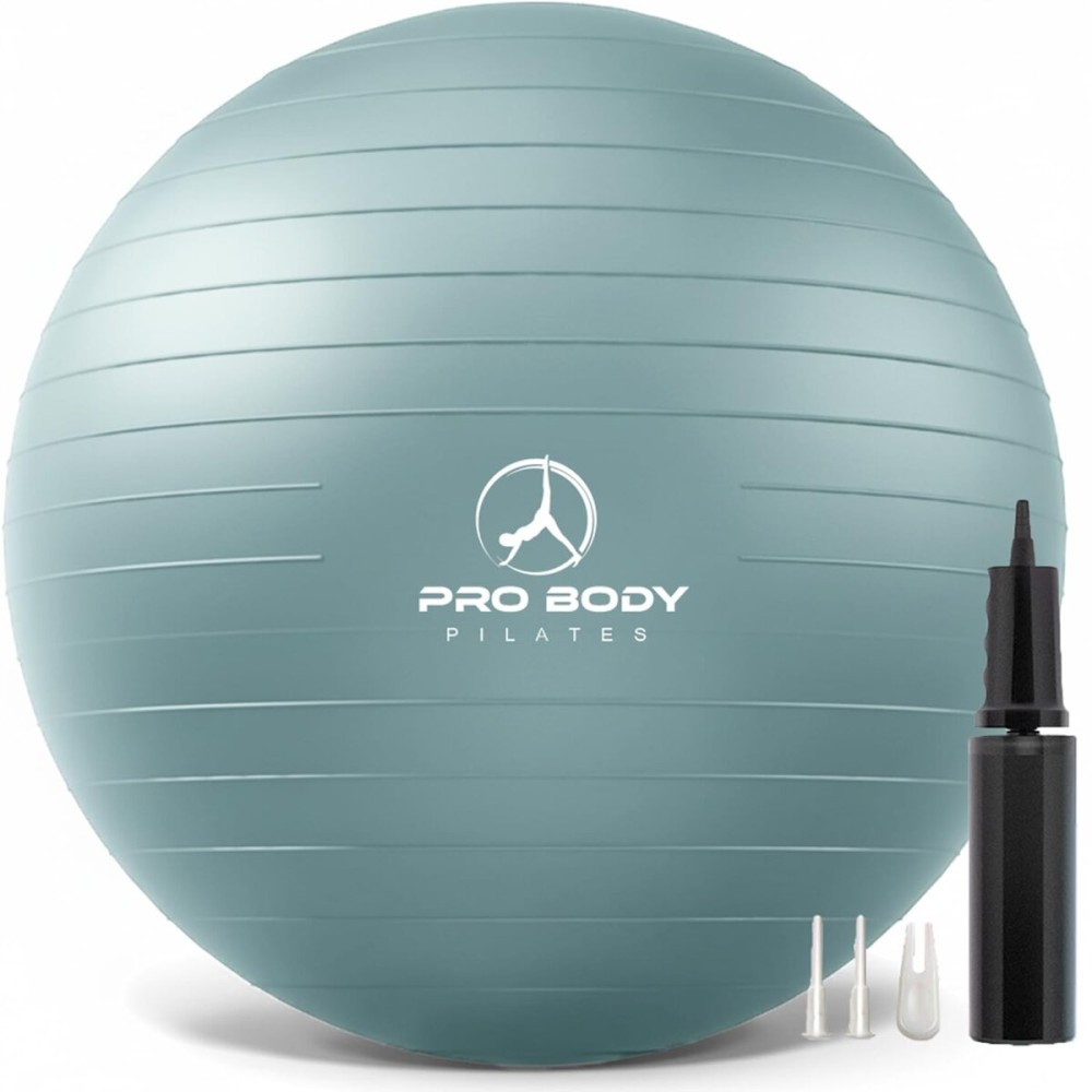 ProBody Pilates Yoga Ball - Fresh Colors Exercise Ball for Stability, Pregnancy, Workout, Physical Therapy & Birthing, Balance Ball Chair (Mist, 75 cm)