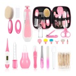 Infant Grooming Essentials: Electric Safety Nail Trimmer, Nasal Aspirator, Hair Brush, Comb, Nail Clipper (27 Piece Safety Care Set for Newborns - Pink)