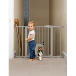 Babelio 29-48 Extra Wide Baby Gate with Adjustable Cat Door,Easy Install Pressure/Hardware Mounted,Auto Close Pet door for Stairs,House,Doorways,Effortless Walk Thru,Gray