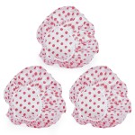 3PCS Shower Caps, Elastic Reusable Waterproof Plastic Shower Cap for Women Ladies Spa Salon Red