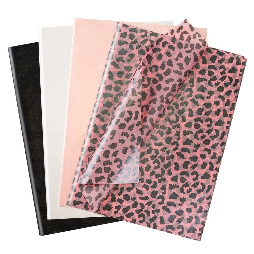 Larcenciel 60 Sheets Leopard Tissue Paper, Metallic Cheetah Gift Wrapping Tissue Paper for Gift Bags & Packaging, Pink Black Art Tissue for Birthday, Bachelor Party, Weddings, Holidays,19.7x13.8inch