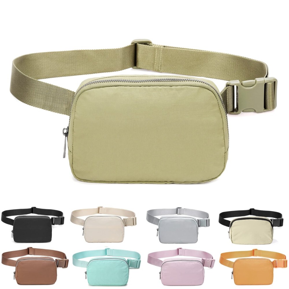 Fanny Belt Bag Waist Pack Crossbody Bags Bum Bag for Running Hiking Travel Workout Adjustable Strap for Women-Khaki green