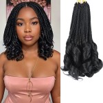 Crochet Hair for Women 10 Inch Crochet Braids Box Braids French Curl Braiding Hair Pre Looped Crochet Hair Short French Curl Crochet Braids with Curly Ends Extensions Braids (1B)