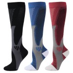 ZFiSt 3 Pair Sport Compression Socks Men Women, Compression Stocking Nurse Socks for Edema Travel(Black+blue+red,XXL)