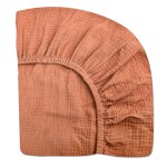 Mini Crib Sheets for Baby, Fitted Pack N Play Mattress and Mini Cribs 24 x 38, Neutral Muslin Cotton Mini Crib Mattress Sheet with Boho Style, Soft and Breathable Comfort (Brick)