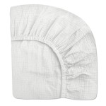 Mini Crib Sheets for Baby, Fitted Pack N Play Mattress and Mini Cribs 24 x 38, Neutral Muslin Cotton Mini Crib Mattress Sheet with Boho Style, Soft and Breathable Comfort (White)
