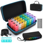 Yewltvep Monthly Pill Organizer 4 Times a Day, Pill Box Organizer with 32 Daily Compartments, 30 Day Pill Organizer 4 Times a Day Pill Holder with Hard Shell Travel Case+Weekly Pill Bag 4 Times a Day