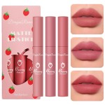Sulily 3Pcs Dark Red Matte Lipstick Set,Red Matte Lipstick Long Lasting for Women,Velvet Air Moisture Smooth Crayon Lip Stain,24 Hours Wear Non-Stick Cup Not Fade Waterproof Lip Gloss Makeup