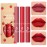 Sulily 3Pcs Dark Red Matte Lipstick Set,Red Matte Lipstick Long Lasting for Women,Velvet Air Moisture Smooth Crayon Lip Stain,24 Hours Wear Non-Stick Cup Not Fade Waterproof Lip Gloss Makeup