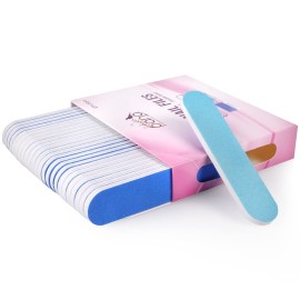 25PCS Mini Size PANA Professional Double Sided Nail Files - Blue, 100/180 Grit - Emery Board Nail Buffering File Manicure Pedicure Nail Polisher Washable