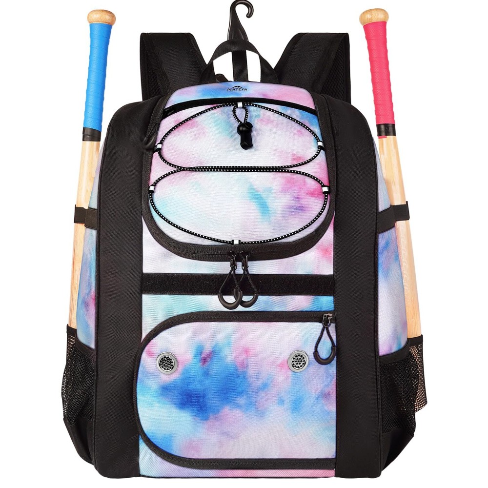 MATEIN Girls Softball Bag, Large Baseball Bag with Shoe Compartment & Fence Hook, Softball Backpack for 4 TBall Bat & Batting Mitten Equipment & Helmet, Baseball Backpack Gifts for Adults Women