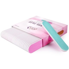 25PCS Mini Size PANA Professional Double Sided Nail Files - Pink&Teal, 80/80 Grit - Emery Board Nail Buffering File Manicure Pedicure Nail Polisher Washable