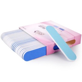 25PCS Mini Size PANA Professional Double Sided Nail Files - Blue, 180/180 Grit - Emery Board Nail Buffering File Manicure Pedicure Nail Polisher Washable
