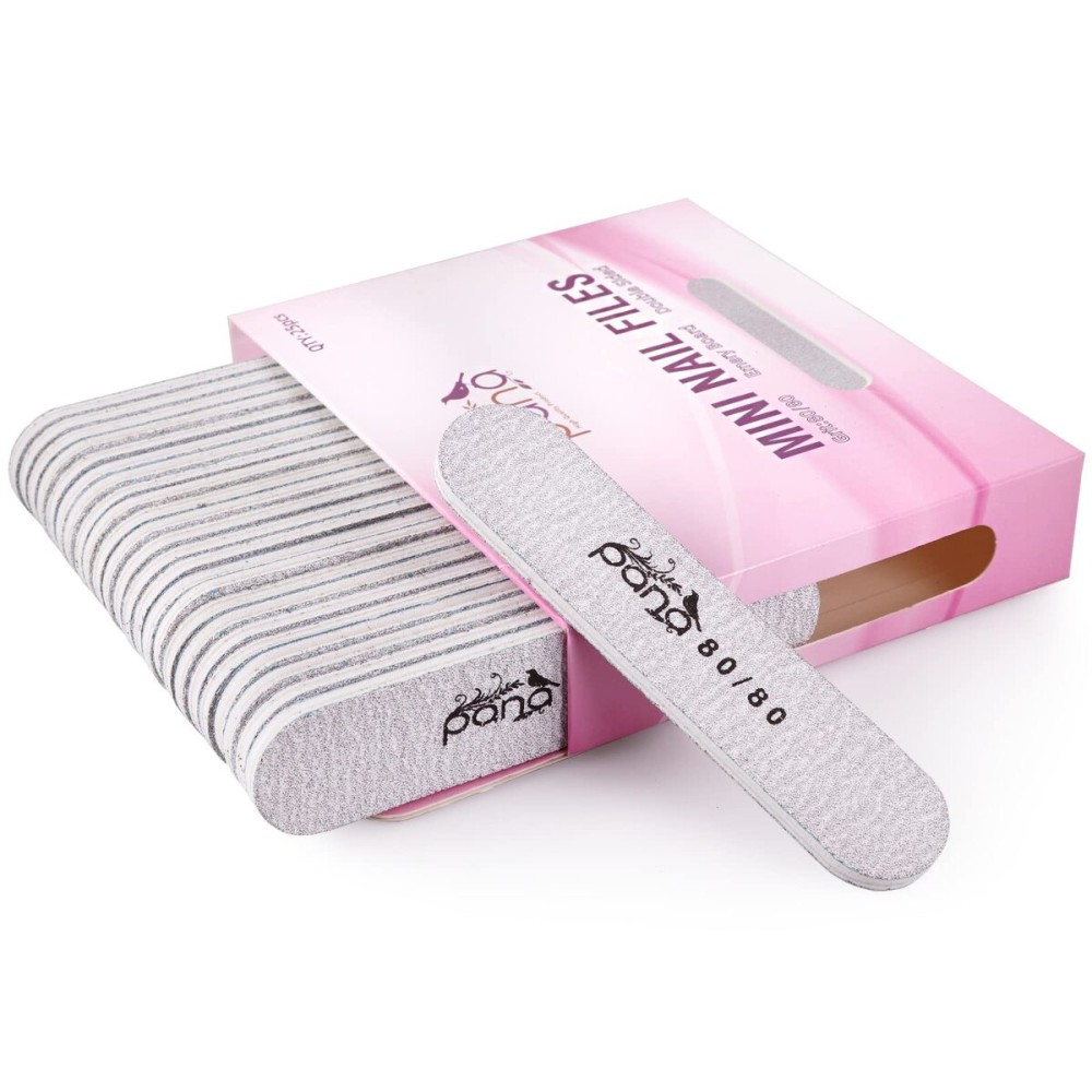 25PCS Mini Size PANA Professional Double Sided Nail Files - Zebra, 80/80 Grit - Emery Board Nail Buffering File Manicure Pedicure Nail Polisher Washable