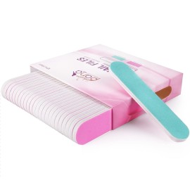 25PCS Mini Size PANA Professional Double Sided Nail Files - Pink&Teal, 180/240 Grit - Emery Board Nail Buffering File Manicure Pedicure Nail Polisher Washable
