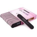 25PCS Mini Size PANA Professional Double Sided Nail Files - Black, 100/100 Grit - Emery Board Nail Buffering File Manicure Pedicure Nail Polisher Washable