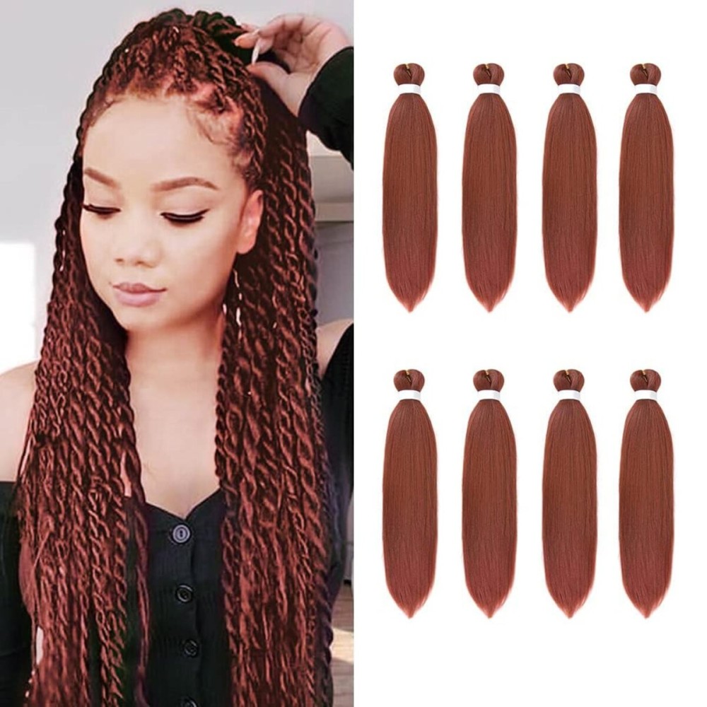 8 Pack Ombre Braiding Hair Pre Stretched - 16 55G/Pack Premium Pre Stretched Braiding Hair Extensions, Professional Itch Free Hot Water Setting Perm Yaki Texture Prestretched Hair(350)