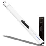 REIDEA Lighter Electronic for Candle, Windproof Flameless USB Rechargeable Arc Lighter with Safe Button and Power Indicator for Candle, BBQ, R1, White