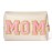Y1tvei Preppy Patch MOM Varsity Letter Cosmetic Toiletry Bag PU Leather Portable Waterproof Makeup Bag Zipper Pouch Purse Travel Organizer Mama to Be Gift for Mom Birthday Mother\'s Day Baby Shower