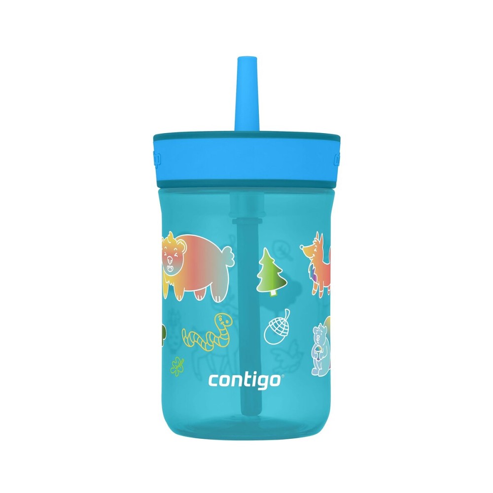 Contigo Kids Leighton Straw Tumbler with Spill-Proof Leak-Proof Lid 14oz Juniper/Blue Forest