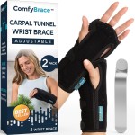 ComfyBrace Carpal Tunnel Wrist Brace (Pack of 2) with Splint and Palm Cushion - (Adjustable and Fits Both Hands) - for Support, Carpal Tunnel, Tendonitis, Wrist Injury, and Pain