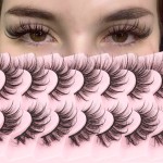 Geeneiya Lashes Wispy Mink Natural Eyelashes Spikes Lash Extensions Look Fluffy False Eyelashes 18mm Long Strip Lashes Cat Eye Eyelashes Fairy Look 7 Pairs Multipack