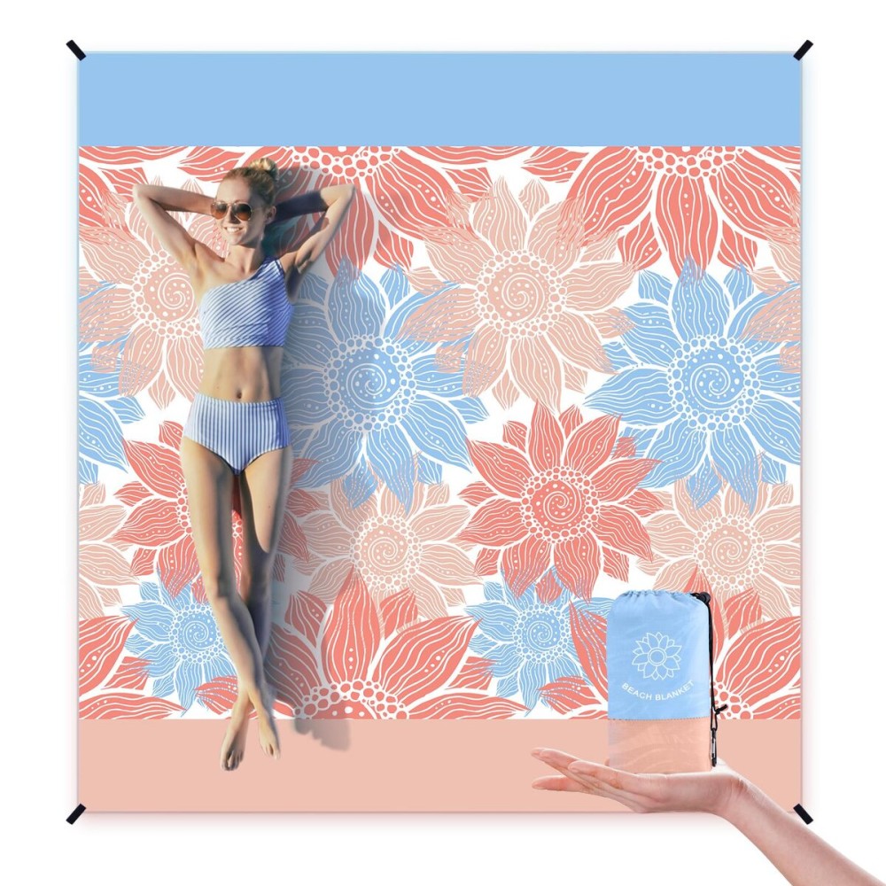 HIHOHO Beach Blanket Waterproof Sandproof Extra Large Beach Mat 79 X 83/120x108for 1-8 Adults Quick Drying Durable Outdoor Picnic Mat for Beach Travel Camping Hiking