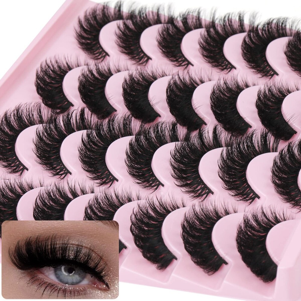 False Eyelashes Russian Strip lashes Cat Eye Eyelashes Faux Mink Lashes Fox Eye volume Dramatic Fake Lashes Look Like Extension Eyelashes Long Strip Wispy Lashes14 Pairs