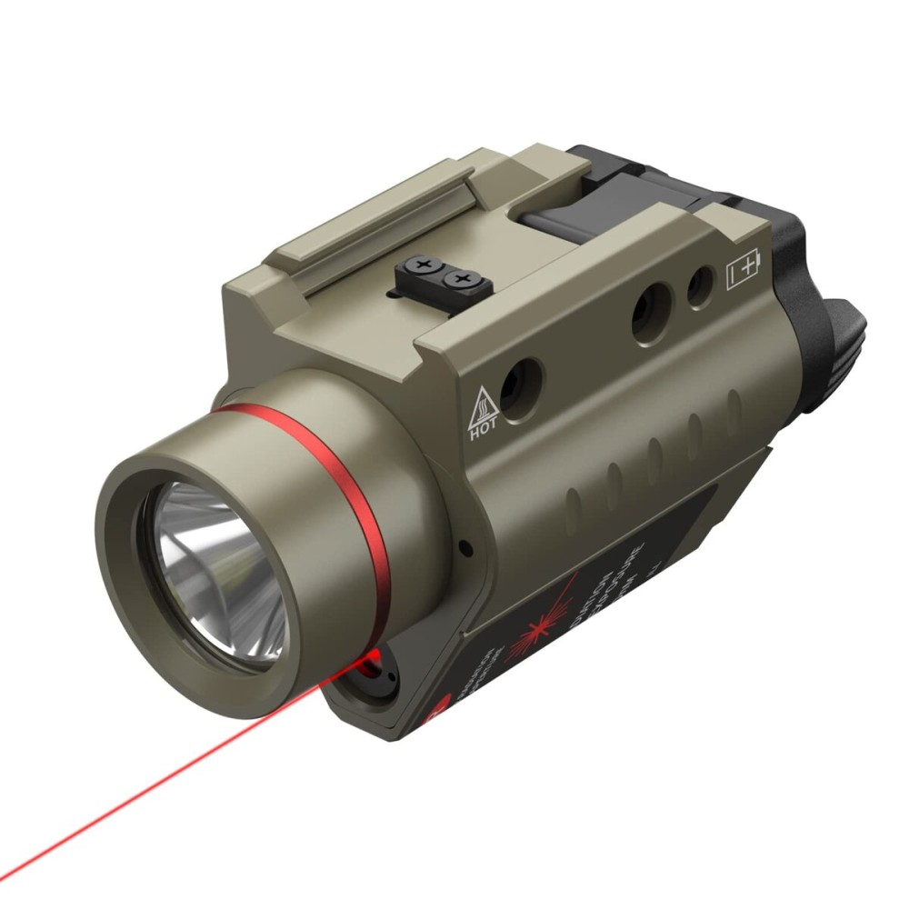 Feyachi Red Laser Flashlight Combo 500 Lumen Tactical Light with Picatinny Rail Mount-Sand