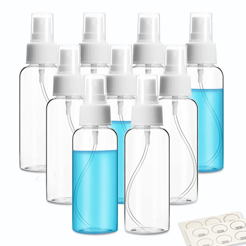 ZEJIA 9 Pack Small Spray Bottle, 2.7oz/80ml Travel Spray Bottle, Empty Fine Mist Spray Bottles, Refillable Mini Spray Bottles with Labels