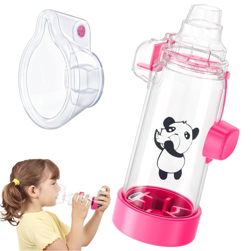 Ramixi Inhaler Spacer for Adult and Kids NESSI OTC SPACER (Panda/Pink/kids)