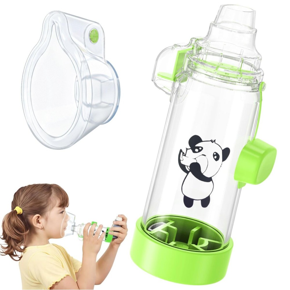 Ramixi Inhaler Spacer for Adult and Kids NESSI OTC SPACER (Panda/Green/kids)