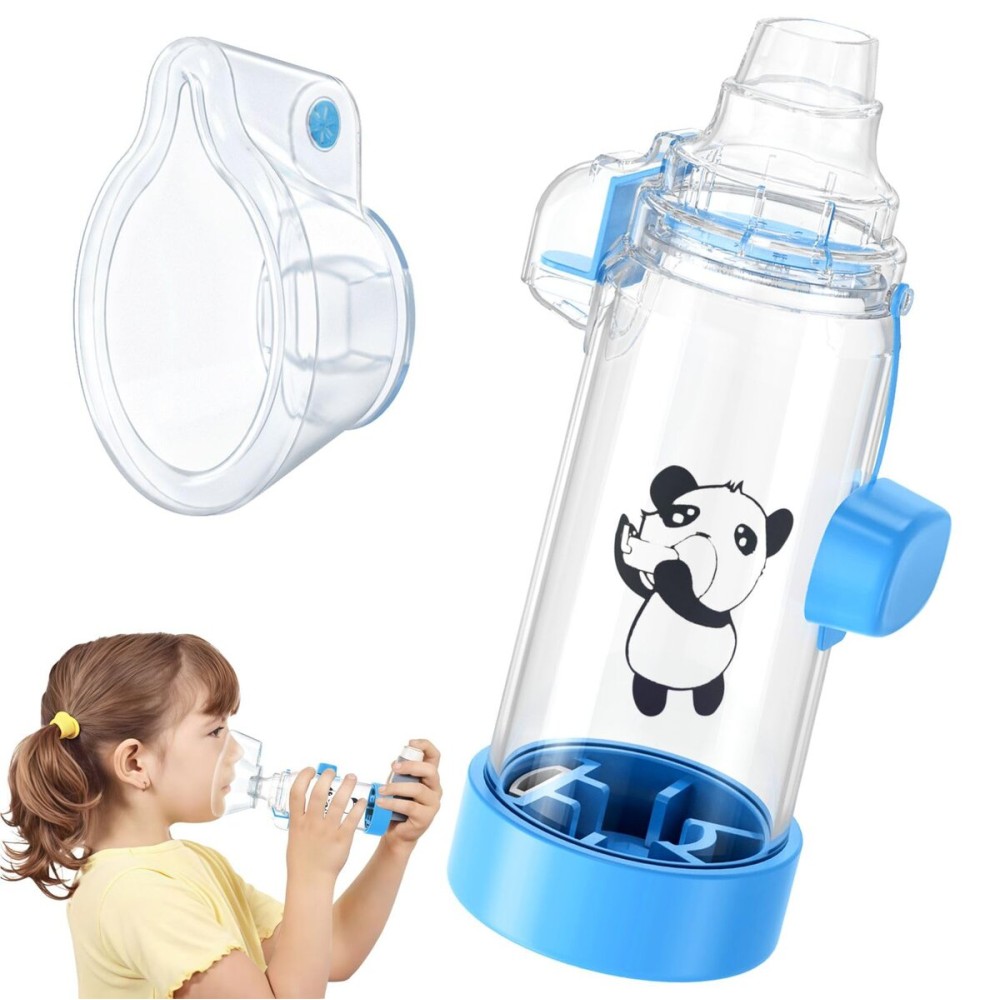 Ramixi Inhaler Spacer for Adult and Kids NESSI OTC SPACER (Panda/Blue/kids)