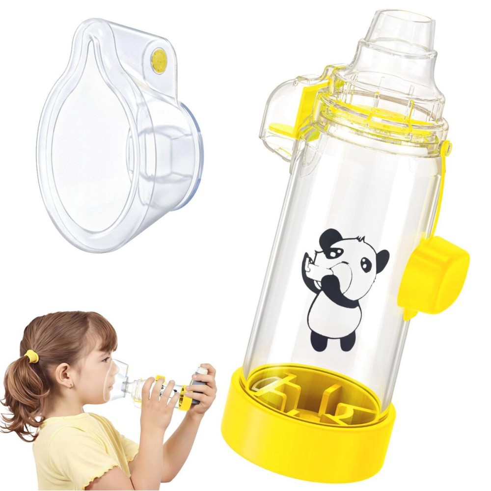 Ramixi Inhaler Spacer for Adult and Kids NESSI OTC SPACER (Panda/Yellow/Kids)