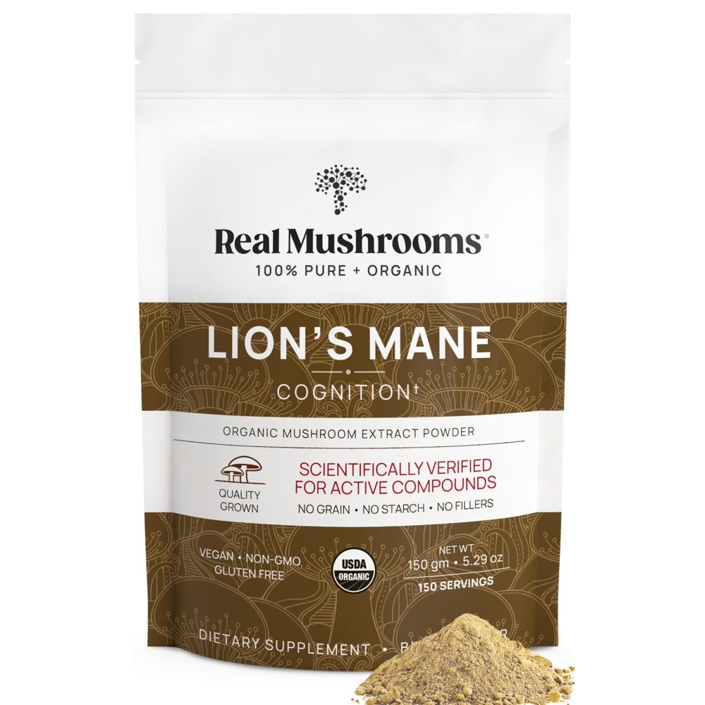 Real Mushrooms Lions Mane Supplement Powder - Organic Lions Mane Extract - Functional Mushrooms with Verified Beta Glucans - Functional Blend - Non-GMO, Vegan with 150 Servings