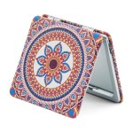 OMIRO 1X/3X Magnifying Mirror, Unique Painting Compact Mirror with Classical PU Leather (Red Flower Mandala)