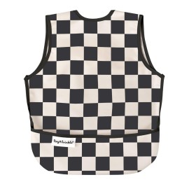Tiny Twinkle Mess Proof Baby Bib for Boys | Waterproof Toddler Bib for Eating | Baby Apron for Feeding, Machine Washable | Perfect Shower Gift (Black Checkers, 2-4Y)