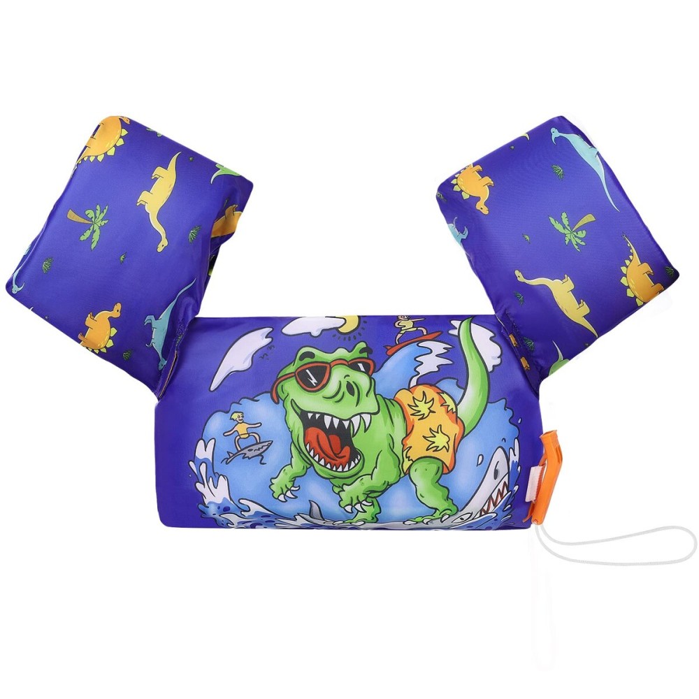 MoKo Swim Arm Band for Kids 20-50lbs, Toddler Swim Vest Cute Cartoon Swimming Wings Pool Floats Sleeve Children Water Sports Learning Swim Training Equipment, Blue & Surfing Dinosaur