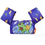 MoKo Swim Arm Band for Kids 20-50lbs, Toddler Swim Vest Cute Cartoon Swimming Wings Pool Floats Sleeve Children Water Sports Learning Swim Training Equipment, Blue & Surfing Dinosaur