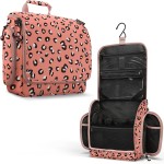 VENTURE 4TH Hanging Travel Toiletry Bag for Women & Men - Travel Organizer with Expandable Compartments & Removable Clear Pouch for Toiletries (Pink Cheetah)
