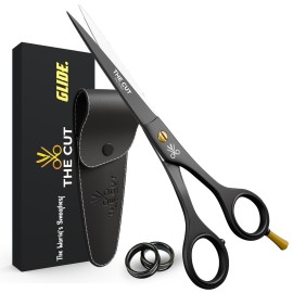The Cut Factory- Hair Cutting Scissors & Straight Razor Barber Kit with Leather Pouch - Professional Hair Scissors, Barber Scissors & Razor with 20 Replaceable Blades
