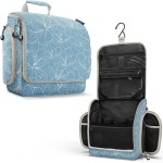 VENTURE 4TH Hanging Travel Toiletry Bag for Women & Men - Travel Organizer with Expandable Compartments & Removable Clear Pouch for Toiletries (Blue Flowers)